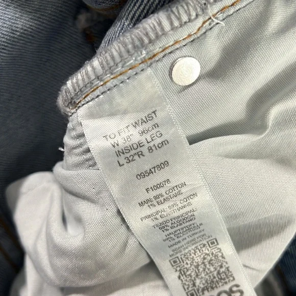 ASOS Distressed Denim Jeans Oversized Fit Size 38 x 32 Unisex - Picture 9 of 10